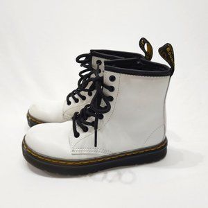 Dr Marten Kids Junior AW004 White Leather Lace Boots Size 13 US